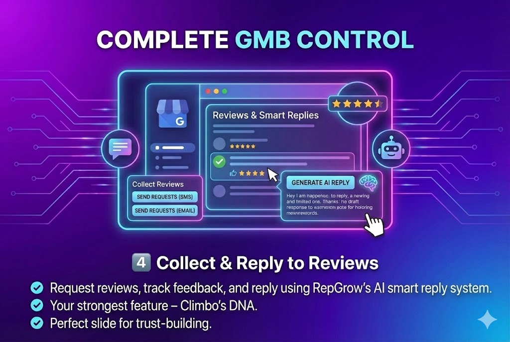 showing how easy it is to collect and post your five star reviews using RepGrow
